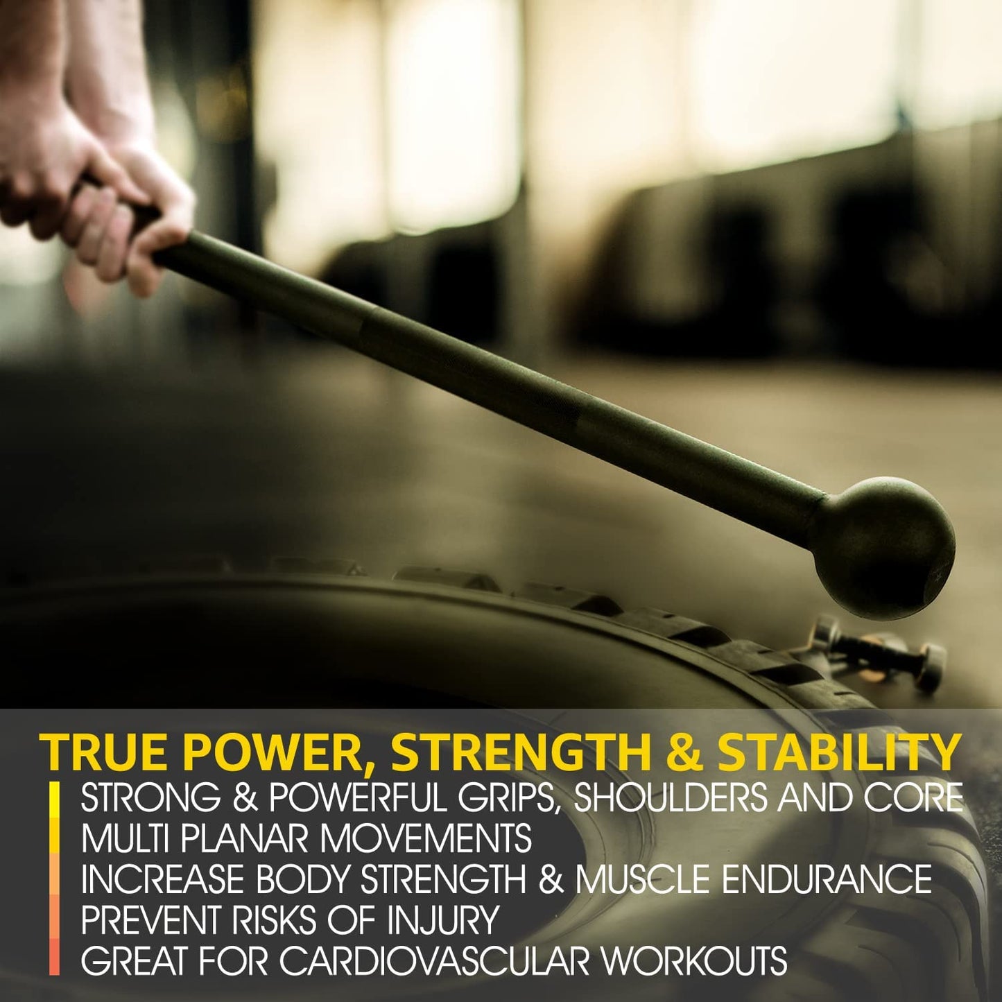 Steel mace for a complete workout: Strengthens your body, shoulders, and forearms. Ideal for strength, rehabilitation, and stretching. Weights range from 5 to 30 pounds.
